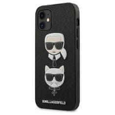 Karl Lagerfeld Karl Lagerfeld Saffiano Karl &amp; Choupette Heads - etui za iPhone 12 mini (črn)