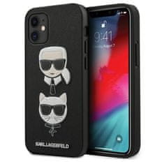 Karl Lagerfeld Karl Lagerfeld Saffiano Karl &amp; Choupette Heads - etui za iPhone 12 mini (črn)