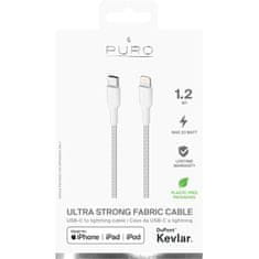 Puro PURO Fabric Ultra Strong - Heavy duty pleteni kabel USB-C / Lightning s certifikatom MFi 1,2 m (bel)