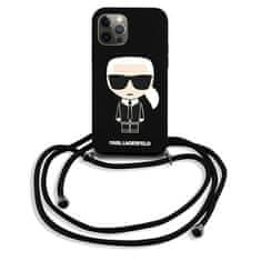 Karl Lagerfeld Karl Lagerfeld Silikonsko ohišje za iPhone 12 Pro Max s polnim telesom Iconic Cord - iPhone 12 Pro Max (črno)