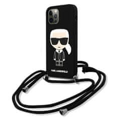 Karl Lagerfeld Karl Lagerfeld Silikonsko ohišje za iPhone 12 Pro Max s polnim telesom Iconic Cord - iPhone 12 Pro Max (črno)