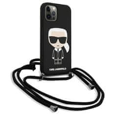 Karl Lagerfeld Karl Lagerfeld Silikonsko ohišje za iPhone 12 Pro Max s polnim telesom Iconic Cord - iPhone 12 Pro Max (črno)