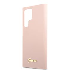 Guess Guess Silikonski kovinski logotip - Samsung Galaxy S22 Ultra Case (roza)