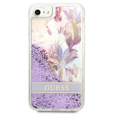 Guess Guess Liquid Glitter Flower - etui za iPhone SE 2022 / SE 2020 / 8 / 7 (vijolična)