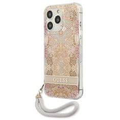 Guess Guess Flower Cord - Ohišje s povodcem za iPhone 13 Pro (zlato)