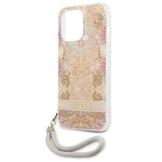 Guess Guess Flower Cord - Ohišje s povodcem za iPhone 13 Pro (zlato)