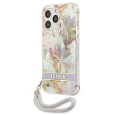 Guess Guess Flower Cord - Ohišje s povodcem za iPhone 13 Pro Max (vijolično)