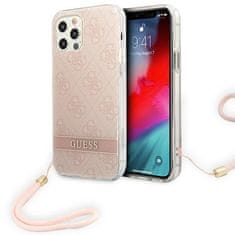 Guess Guess 4G Print Cord - Ohišje z vrvico za iPhone 12 Pro / iPhone 12 (Roza)