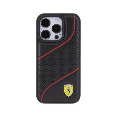 Ferrari Ferrari Perforiran kovinski logotip Waves - Ohišje za iPhone 15 Pro (črno)