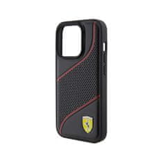 Ferrari Ferrari Perforiran kovinski logotip Waves - Ohišje za iPhone 15 Pro (črno)