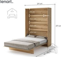 Trianova Postelja v omari Lenart - Bed Concept 01 - 140x200 cm - artisan hrast 