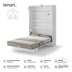 Trianova Postelja v omari Lenart - Bed Concept 01 - 140x200 cm - bela