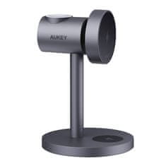 Aukey MagFusion brezžični polnilec 3 v 1 Aukey LC-MC311, 15W Qi2 (siv)