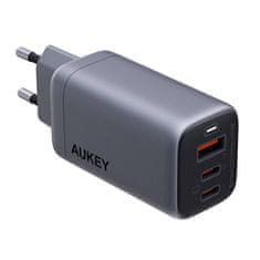 Aukey Polnilec Aukey PA-B6U, 1xUSB-A, 2xUSB-C, 67W (siv)