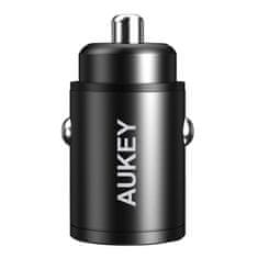 Aukey Avtomobilski polnilec Aukey CC-A3, 1xUSB-A, 1xUSB-C, 30 W (črn)