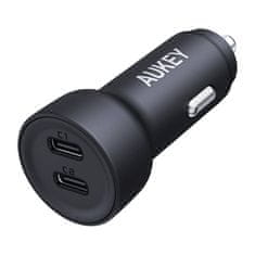 Aukey Avto polnilnik Aukey CC-Y23, 2xUSB-C, 65 W (črn)