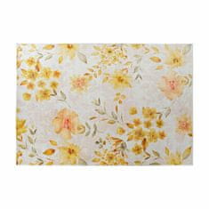 NEW Preproga DKD Home Decor Rumena Bela Poliester Bombaž Flori (160 x 230 x 0.5 cm)