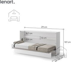 Trianova Postelja v omari Lenart - Bed Concept 06 - 90x200 cm - bela