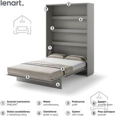 Trianova Postelja v omari Lenart - Bed Concept 01 - 140x200 cm - siva