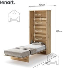 Trianova Postelja v omari Lenart - Bed Concept 03 - 90x200 cm - artisan hrast