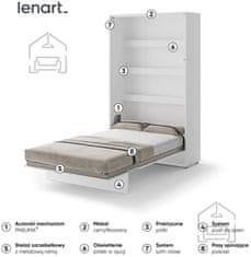 Trianova Postelja v omari Lenart - Bed Concept 02 - 120x200 cm - bela