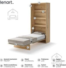 Trianova Postelja v omari Lenart - Bed Concept 03 - 90x200 cm - artisan hrast