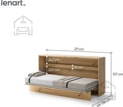 Trianova Postelja v omari Lenart - Bed Concept 06 - 90x200 cm - artisan hrast 