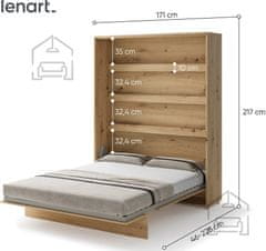 Trianova Postelja v omari Lenart - Bed Concept 12 - 160x200 cm - artisan hrast