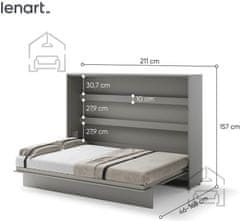 Trianova Postelja v omari Lenart - Bed Concept 04 - 140x200 cm - siva