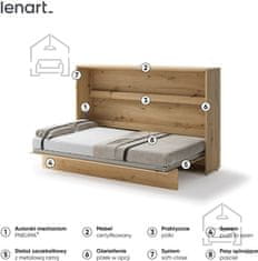 Trianova Postelja v omari Lenart - Bed Concept 05 - 120x200 cm - artisan hrast