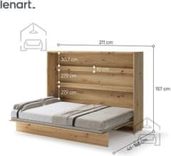 Trianova Postelja v omari Lenart - Bed Concept 04 - 140x200 cm - artisan hrast 