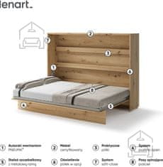 Trianova Postelja v omari Lenart - Bed Concept 04 - 140x200 cm - artisan hrast 