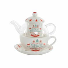 NEW Čajnik DKD Home Decor S3024558 Vianoce Kristal Porcelan Rdeča (250 ml) (15 x 10 x 14 cm)