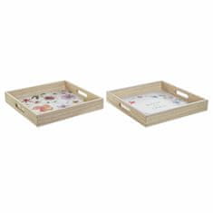 NEW Pladenj DKD Home Decor Bloom Les MDF (2 pcs) (32 x 32 x 5 cm)