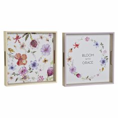 NEW Pladenj DKD Home Decor Bloom Les MDF (2 pcs) (32 x 32 x 5 cm)