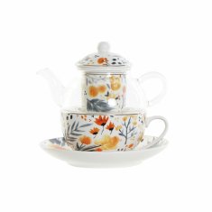 NEW Čajnik DKD Home Decor 250 ml Kristal Porcelan Modra Bela Pisana (2 kosov)