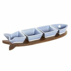 NEW Set za Aperitiv DKD Home Decor 36 x 9,7 x 1,3 cm Porcelan Modra Akacija Sredozemsko