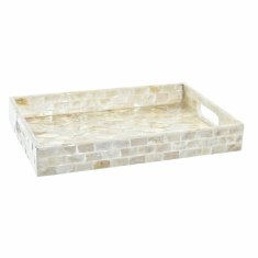 NEW Pladenj za prigrizke DKD Home Decor Bež Mozaik Biserovina 30 x 20 x 4 cm Boho