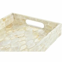 NEW Pladenj za prigrizke DKD Home Decor Bež Mozaik Biserovina 30 x 20 x 4 cm Boho