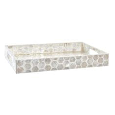 NEW Pladenj za prigrizke DKD Home Decor Mozaik Bela Biserovina 30 x 20 x 4 cm Boho