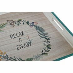 NEW Pladenj za prigrizke DKD Home Decor Relax & Enjoy Naraven Les Zelena (32 x 32 x 4,5 cm)