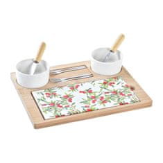 NEW Set za Aperitiv DKD Home Decor Flori Bela Bambus Gres (24,5 x 20 x 3,5 cm)