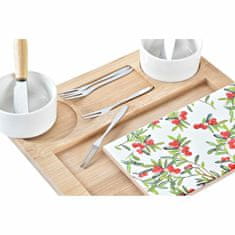 NEW Set za Aperitiv DKD Home Decor Flori Bela Bambus Gres (24,5 x 20 x 3,5 cm)