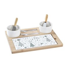 Miramarket Set za Aperitiv DKD Home Decor Bela Zelena Bambus Gres (25 x 20 x 8 cm)