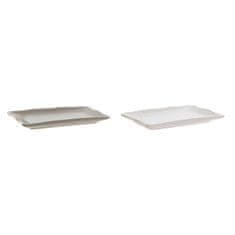 NEW Pladenj za prigrizke DKD Home Decor Porcelan Siva Aluminij Bela (21 x 12,5 x 2 cm) (2 kosov)