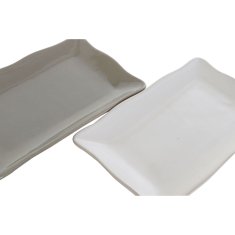 NEW Pladenj za prigrizke DKD Home Decor Porcelan Siva Aluminij Bela (21 x 12,5 x 2 cm) (2 kosov)