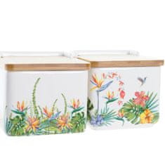 Miramarket Mešalec soli s pokrovom DKD Home Decor Tropical Bambus Dolomite (750 ml) (2 kosov)