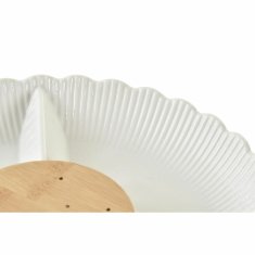 NEW Pladenj za prigrizke DKD Home Decor Bela Bel/Roza Naraven Bambus Porcelan 25,5 x 25,5 x 3 cm