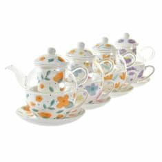 NEW Čajnik DKD Home Decor Flori Kristal Porcelan Pisana (250 ml) (4 kosov)