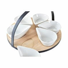 Miramarket Set za Aperitiv DKD Home Decor Bel/Črn Kovina Bambus Gres Loft 7 Kosi 30 x 40 cm 25 x 25 x 14 cm